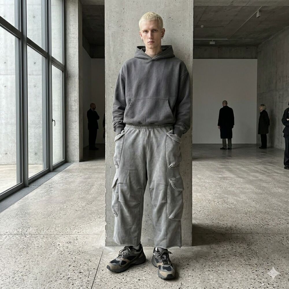 Entire Studios Gray 100% Organic Cotton Cargo Sweatpants  Mens Size Medium